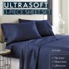 imageHC COLLECTION Bed Sheets Set Queen with 2 Pillowcases Hotel Luxury Platinum 1800 Series Brushed Microfiber Deep Pocket Fitted Sheet Fade Resistant Ultra Soft 4 Pcs Bedding for Hot Sleepers Ice Blue10  Navy