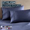 imageHC Collection Pillow Cases Standard SizeQueen Size Set of 2 Microfiber Extra Soft Pillowcases  Easy Care ampamp Machine Washable  WhiteNavy