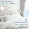 imageHotel Sheets Direct 3 Piece Queen Size Duvet Cover Set 100 Viscose Derived from Bamboo Comforter Cover with 2 Pillow Shams MoistureWicking Silky Soft Texture Cooling Breathable Easy Care GrayGreen