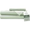 imageHotel Sheets Direct 4 Piece Bed Sheet Set Queen Size 100 Viscose Derived from Bamboo Sheets Set with 2 Pillowcases Cooling ampamp Breathable Luxury Bedding MoistureWicking ampamp Silky Soft Texture White07  Light Green