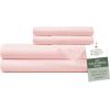 imageHotel Sheets Direct 4 Piece Bed Sheet Set Queen Size 100 Viscose Derived from Bamboo Sheets Set with 2 Pillowcases Cooling ampamp Breathable Luxury Bedding MoistureWicking ampamp Silky Soft Texture White10  Rose Pink