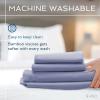 imageHotel Sheets Direct 4 Piece Bed Sheet Set Queen Size 100 Viscose Derived from Bamboo Sheets Set with 2 Pillowcases Cooling ampamp Breathable Luxury Bedding MoistureWicking ampamp Silky Soft Texture White16  Navy Blue