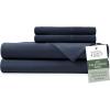 imageHotel Sheets Direct 4 Piece Bed Sheet Set Queen Size 100 Viscose Derived from Bamboo Sheets Set with 2 Pillowcases Cooling ampamp Breathable Luxury Bedding MoistureWicking ampamp Silky Soft Texture White16  Navy Blue