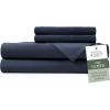 imageHotel Sheets Direct 4 Piece Bed Sheet Set Queen Size 100 Viscose Derived from Bamboo Sheets Set with 2 Pillowcases Cooling ampamp Breathable Luxury Bedding MoistureWicking ampamp Silky Soft Texture White16  Navy Blue