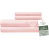 imageHotel Sheets Direct 4 Piece Bed Sheet Set Queen Size 100 Viscose Derived from Bamboo Sheets Set with 2 Pillowcases Cooling ampamp Breathable Luxury Bedding MoistureWicking ampamp Silky Soft Texture White10  Rose Pink