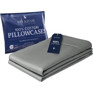 imageBeckham Hotel Collection 100 Cotton Pillow Cases StandardQueen Size Set of 2 500TC Luxury Sateen Pillowcases Open End Breathable MoistureWicking Aqua Gray03  Dark Gray