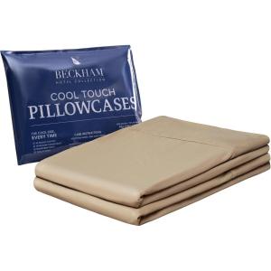 imageBeckham Hotel Collection Cooling Pillowcases for Hot Sleepers StandardQueen Size Set of 2 Cool Bedding Envelope Closure Silky Soft Breathable MoistureWicking Aqua Gray04  Sand