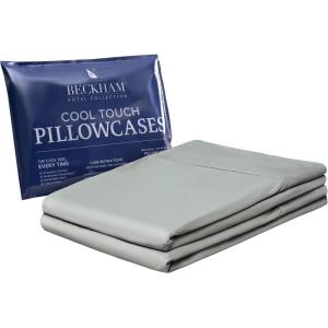 imageBeckham Hotel Collection Cooling Pillowcases for Hot Sleepers StandardQueen Size Set of 2 Cool Bedding Envelope Closure Silky Soft Breathable MoistureWicking Aqua Gray03  Dark Gray