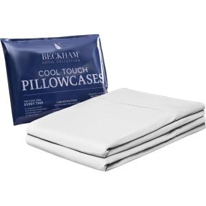 imageBeckham Hotel Collection Cooling Pillowcases for Hot Sleepers StandardQueen Size Set of 2 Cool Bedding Envelope Closure Silky Soft Breathable MoistureWicking Aqua Gray01  White