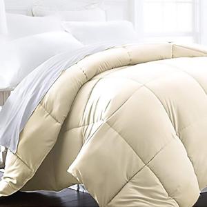 imageBeckham Hotel Collection FullQueen Comfort ampamp Protection Bundle  Cream Comforter ampamp 2 Queen Pillow Protectors  AllSeason Luxury Bedding Set