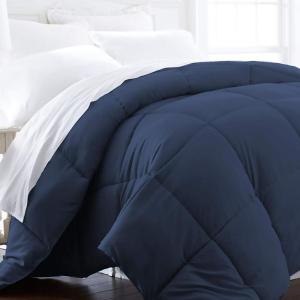 imageBeckham Hotel Collection FullQueen Size Comforter  1600 Series Down Alternative Home Bedding ampamp Duvet Insert  CreamNavy Blue