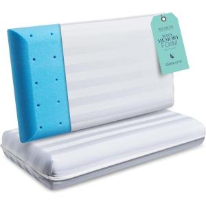 imageBeckham Hotel Collection King Size Memory Foam Adjustable Fill Bed Pillows Set of 2  Cooling Shredded Foam Pillow for Back Stomach or Side SleepersQueenFirm Foam