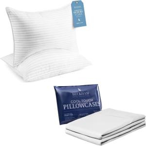 imageBeckham Hotel Collection King Size Memory Foam Bed Pillows ampamp Cooling Pillowcases  Set of 2