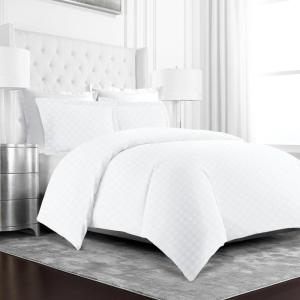 imageBeckham Hotel Collection Luxury Soft Brushed Microfiber Duvet Cover Set with Embossed Diamond Pattern  FullQueen  White