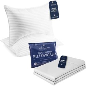 imageBeckham Hotel Collection Queen Bed Pillows ampamp Cotton Pillowcases  Sets of 2