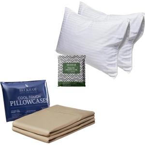 imageBeckham Hotel Collection Queen Size Pillow Protectors ampamp Cooling Pillowcases  Set of 2 Sand