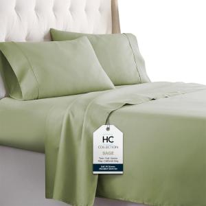 imageHC COLLECTION Bed Sheets Set Queen with 2 Pillowcases Hotel Luxury Platinum 1800 Series Brushed Microfiber Deep Pocket Fitted Sheet Fade Resistant Ultra Soft 4 Pcs Bedding for Hot Sleepers Ice Blue07  Sage