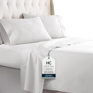 imageHC COLLECTION Bed Sheets Set Queen with 2 Pillowcases Hotel Luxury Platinum 1800 Series Brushed Microfiber Deep Pocket Fitted Sheet Fade Resistant Ultra Soft 4 Pcs Bedding for Hot Sleepers Ice Blue01  White