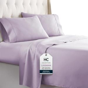 imageHC COLLECTION Bed Sheets Set Queen with 2 Pillowcases Hotel Luxury Platinum 1800 Series Brushed Microfiber Deep Pocket Fitted Sheet Fade Resistant Ultra Soft 4 Pcs Bedding for Hot Sleepers Ice Blue08  Lavender