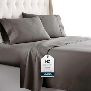 imageHC COLLECTION Bed Sheets Set Queen with 2 Pillowcases Hotel Luxury Platinum 1800 Series Brushed Microfiber Deep Pocket Fitted Sheet Fade Resistant Ultra Soft 4 Pcs Bedding for Hot Sleepers Ice Blue02  Gray