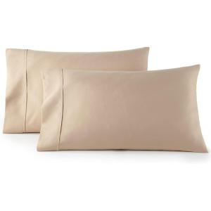 imageHC Collection Pillow Cases Standard SizeQueen Size Set of 2 Microfiber Extra Soft Pillowcases  Easy Care ampamp Machine Washable  WhiteTaupe