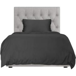 imageHotel Sheets Direct 3 Piece Queen Size Duvet Cover Set 100 Viscose Derived from Bamboo Comforter Cover with 2 Pillow Shams MoistureWicking Silky Soft Texture Cooling Breathable Easy Care GrayBlack