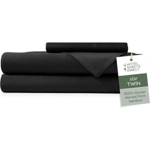 imageHotel Sheets Direct 4 Piece Bed Sheet Set Queen Size 100 Viscose Derived from Bamboo Sheets Set with 2 Pillowcases Cooling ampamp Breathable Luxury Bedding MoistureWicking ampamp Silky Soft Texture White13  Black