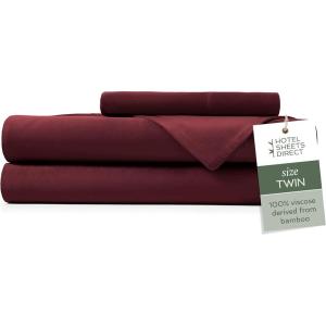 imageHotel Sheets Direct 4 Piece Bed Sheet Set Queen Size 100 Viscose Derived from Bamboo Sheets Set with 2 Pillowcases Cooling ampamp Breathable Luxury Bedding MoistureWicking ampamp Silky Soft Texture White15  Burgundy