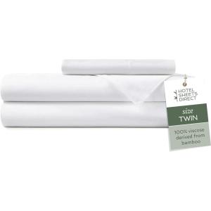 imageHotel Sheets Direct 4 Piece Bed Sheet Set Queen Size 100 Viscose Derived from Bamboo Sheets Set with 2 Pillowcases Cooling ampamp Breathable Luxury Bedding MoistureWicking ampamp Silky Soft Texture White01  White