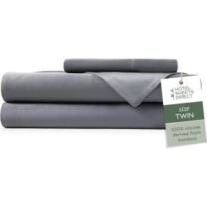imageHotel Sheets Direct 4 Piece Bed Sheet Set Queen Size 100 Viscose Derived from Bamboo Sheets Set with 2 Pillowcases Cooling ampamp Breathable Luxury Bedding MoistureWicking ampamp Silky Soft Texture White04  Dark Gray