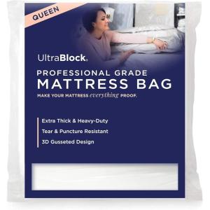 imageUltrablock Mattress Bags for Moving or Storage  6 Mil Plastic Cover Tear and Puncture Resistant NonSlip Grip Extra Thick Queen Size Bag