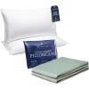 imageBeckham Hotel Collection King Bed Pillows ampamp Cooling Pillowcases  Sets of 2 Aqua Gray