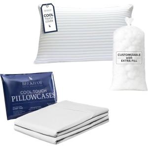 imageBeckham Hotel Collection Summer Sanctuary Queen Pillow ampamp Cooling Pillowcases White