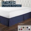 imageHC Collection Bed Skirt Soft Microfiber Box Spring Cover Bed Skirting Queen Size 14quot Inch Drop Wrinkle ampamp Fade Resistant  GrayNavy