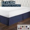 imageHC Collection Bed Skirt Soft Microfiber Box Spring Cover Bed Skirting Queen Size 14quot Inch Drop Wrinkle ampamp Fade Resistant  GrayNavy