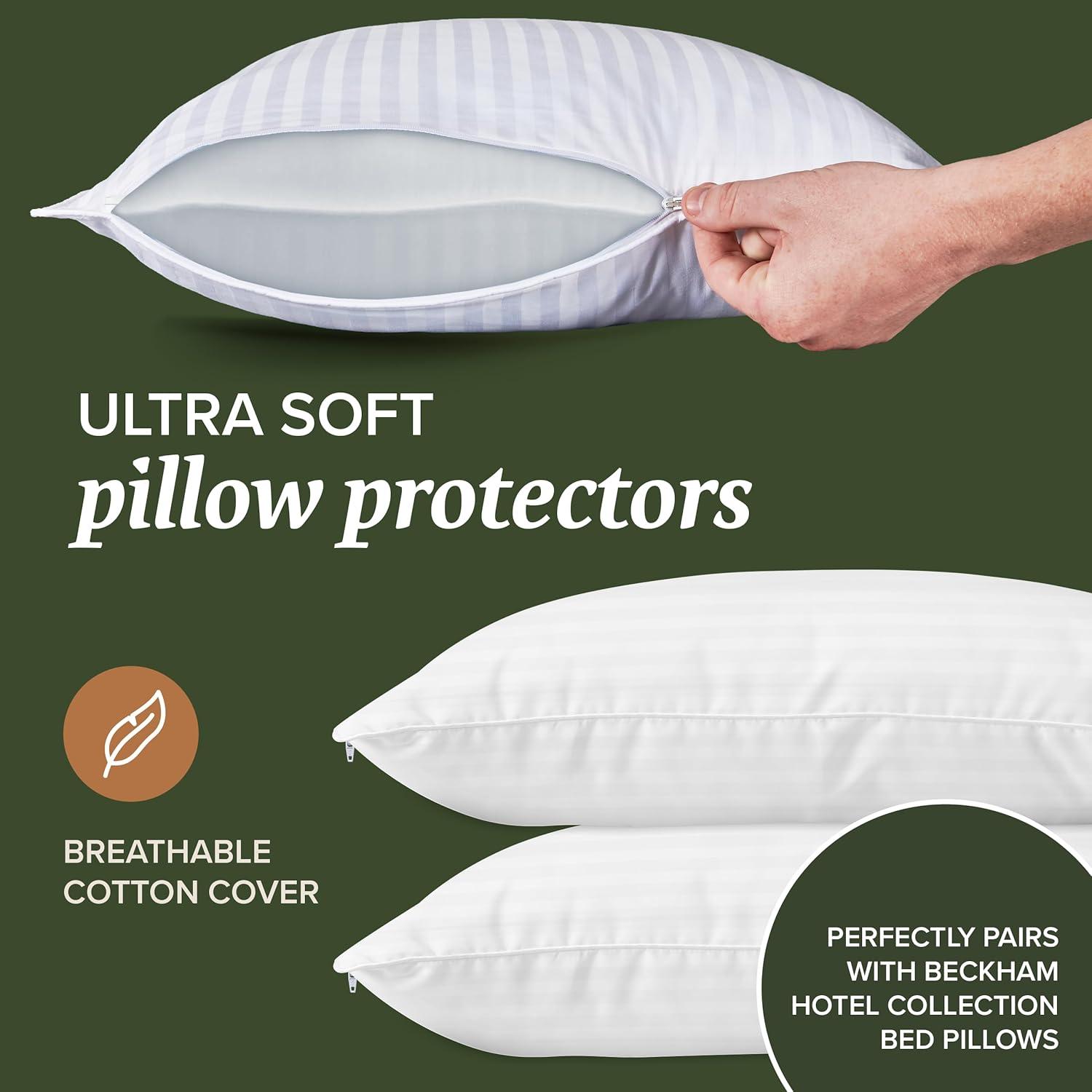 imageBeckham Hotel Collection King Size Pillow Protectors ampamp Cooling Pillowcases  Set of 2