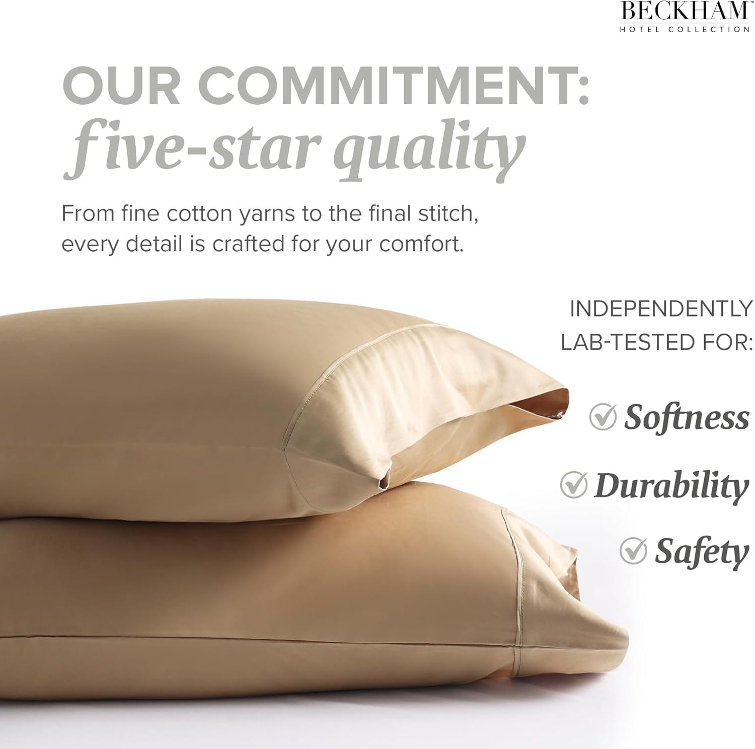 imageBeckham Hotel Collection White Cooling ampamp Sand Cotton Pillowcases  King