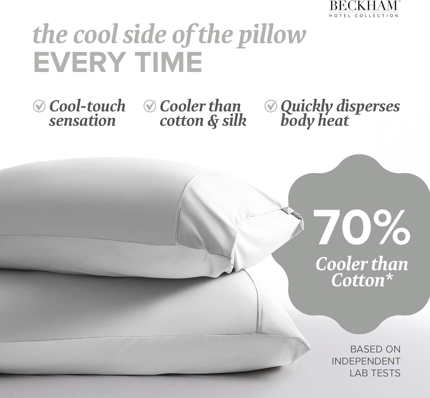 imageBeckham Hotel Collection White Cooling ampamp Sand Cotton Pillowcases  King