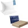 imageBeckham Hotel Collection QueenStandard Size Memory Foam Bed Pillows amp Cooling Pillowcases  Set of 2 Sand