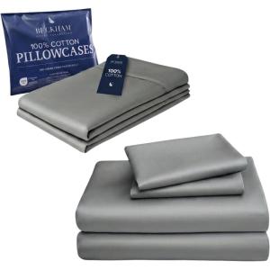 imageBeckham Hotel Collection King Sheet Set 100 Cotton 500TC Sateen 4 Pillowcases 16 Deep Pocket Fitted Sheet MoistureWicking 6Piece Dark Gray