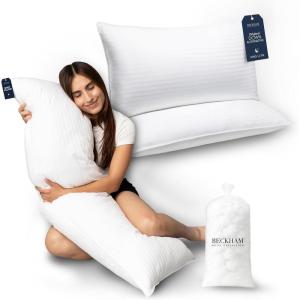imageBeckham Hotel Collection Pillow Bundle  2 King Size Bed Pillows  Customizable Body Pillow  Down Alternative Cooling amp Machine Washable  for Side Back Stomach amp Maternity Sleepers