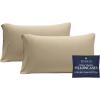 imageBeckham Hotel Collection Cotton Queen Sheet 4Piece Set with 2 Additional Cooling Pillow Cases for Hot Sleepers Sand