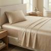 imageBeckham Hotel Collection Twin Size Mattress Pad amp Sand Cotton Sheet Set Deep Pocket All Season Use