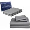 imageBeckham Hotel Collection Cotton King Sheet 4Piece Set with 2 Additional Cooling Pillow Cases for Hot Sleepers Dark Gray