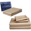 imageBeckham Hotel Collection Cotton Queen Sheet 4Piece Set with 2 Additional Cooling Pillow Cases for Hot Sleepers Sand
