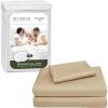 imageBeckham Hotel Collection Twin Size Mattress Pad amp Sand Cotton Sheet Set Deep Pocket All Season Use
