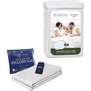 imageBeckham Hotel Collection Mattress Pad amp Cotton Pillowcases King White
