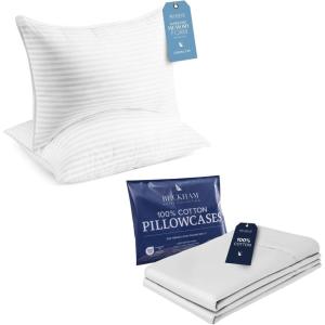 imageBeckham Hotel Collection QueenStandard Size Memory Foam Bed Pillows amp Cotton Pillowcases  Set of 2