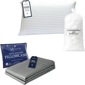 imageBeckham Hotel Collection Summer Sanctuary King Pillow amp Cotton Pillowcases Dark Gray