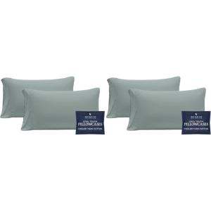 imageBeckham Hotel Collection Cooling Pillowcases for Hot Sleepers StandardQueen Cool Touch Pillow Cases White 4 Pieces02  Aqua Gray